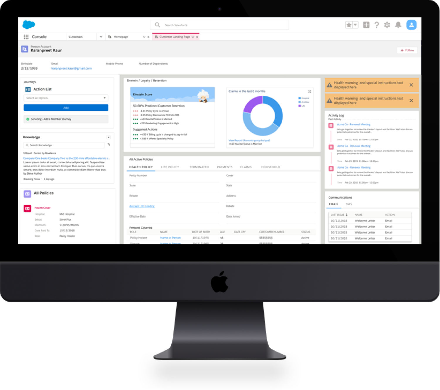 A redesigned member-services console screen, built for Salesforce.