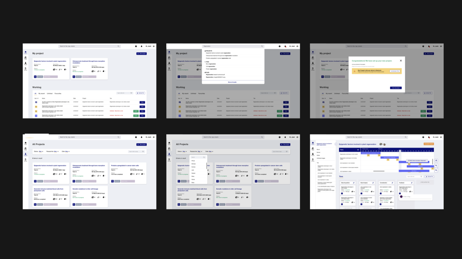 The project dashboard – managing projects, data and notes in one place.